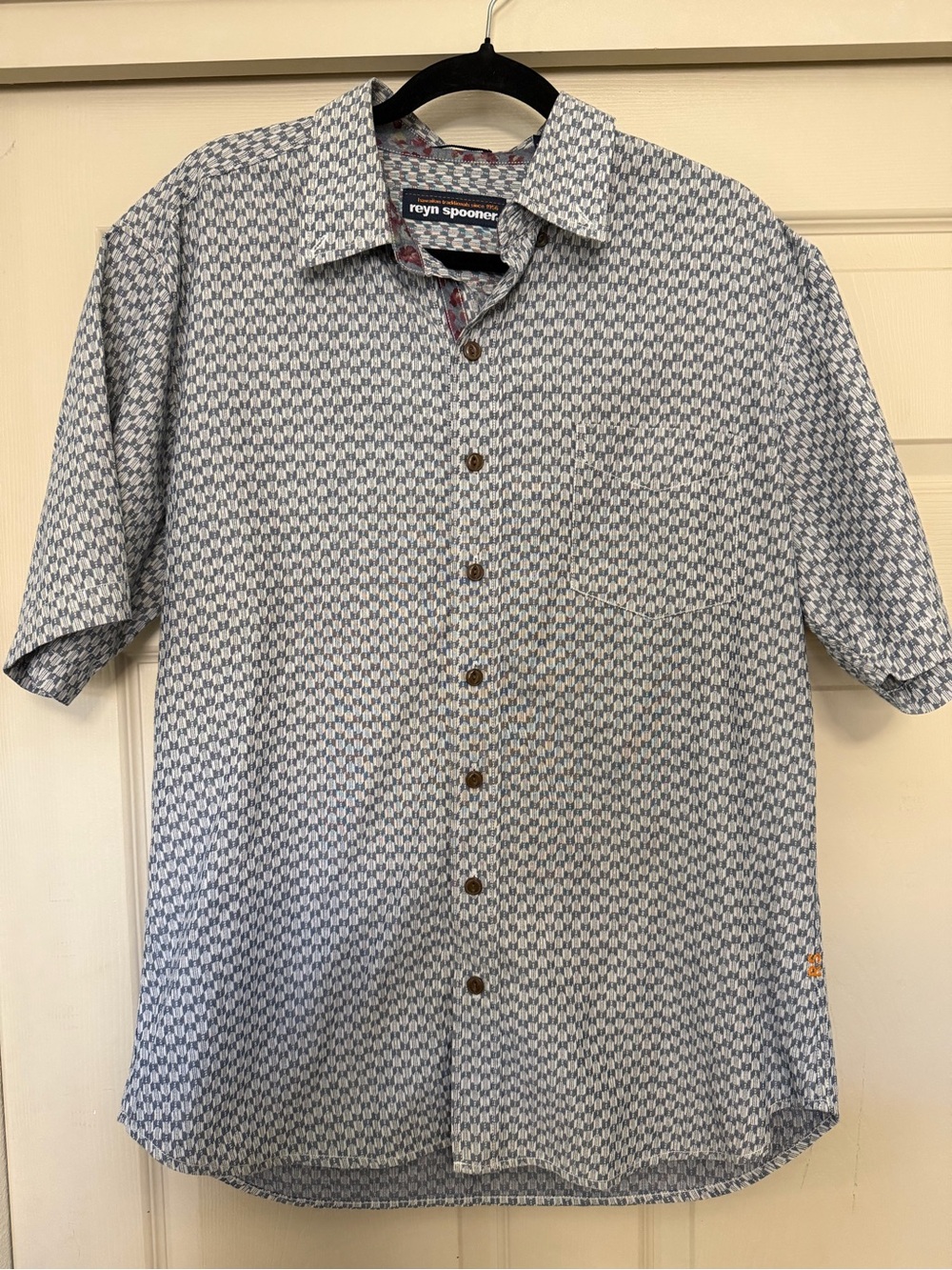 Reyn Spooner Light Blue Geometric Short-Sleeve Button-Down Shirt
